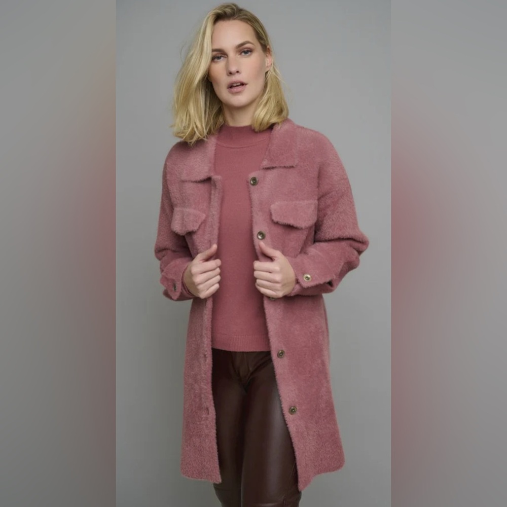 Anthropologie Rino & Pelle Anna Overshirt Teddy Jacket in Rosette Sz S Grunge